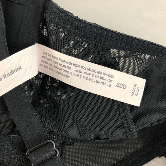 Auden Bra The Radiant Plunge Push-Up Lace Front Closure Lace Overlay Black 32D - Picture 5 of 5